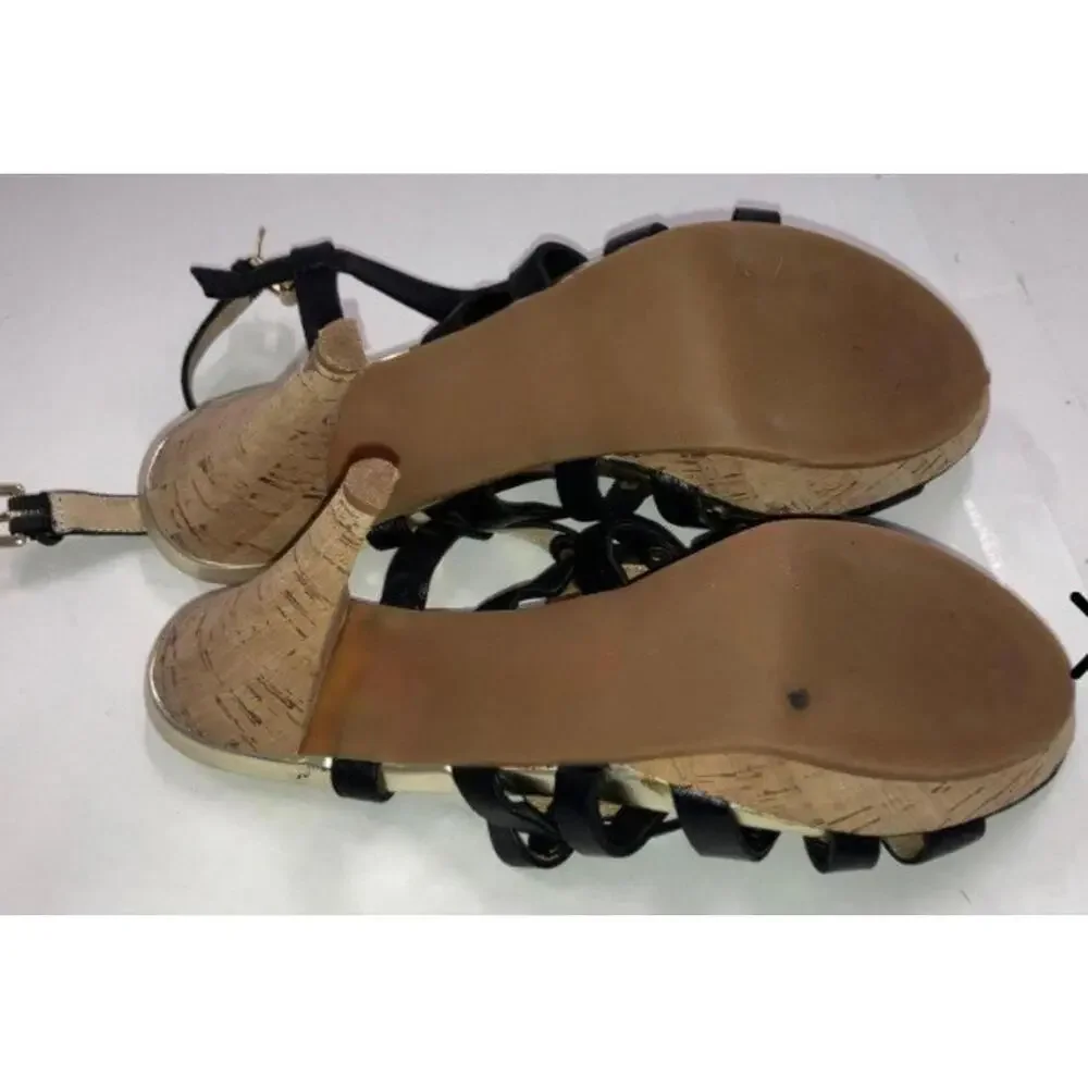 Michael Kors Womens US 8.5 Black Leather Gladiator Stiletto Heel Strappy Sandals